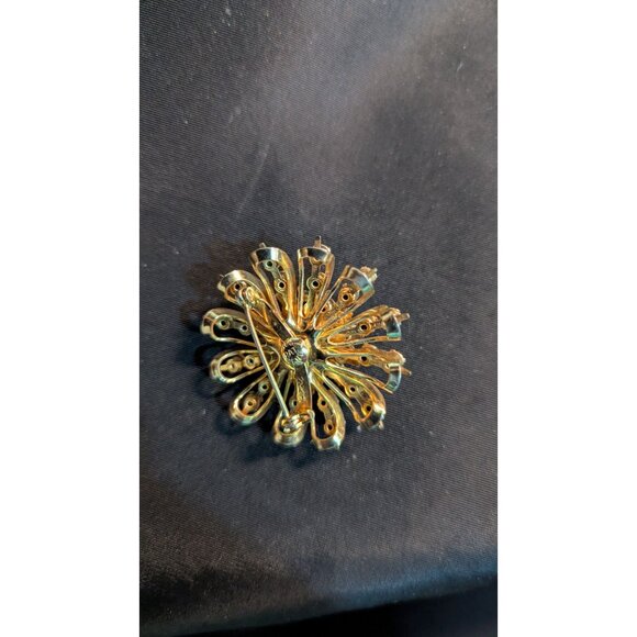 vintage Coro Cosmic Starburst Brooch Pin  Blue  Clear Rhinestones 2" - Picture 6 of 8